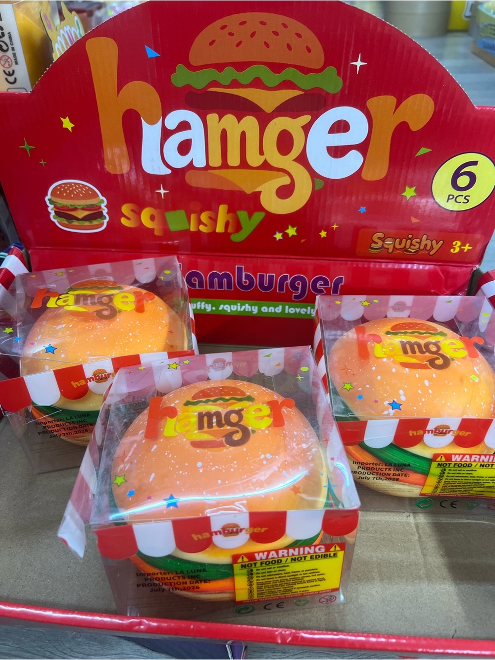 Orange Squishy Hamburger Party Favor Toy